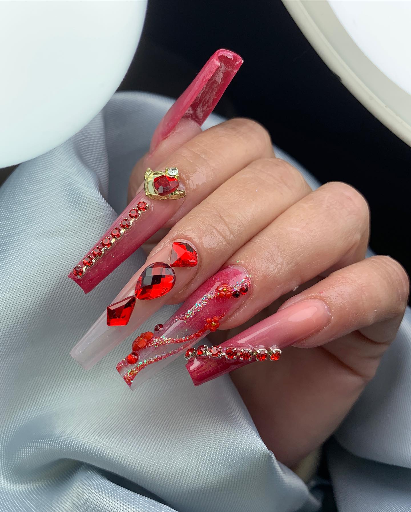 Red Christmas Nails Coffin