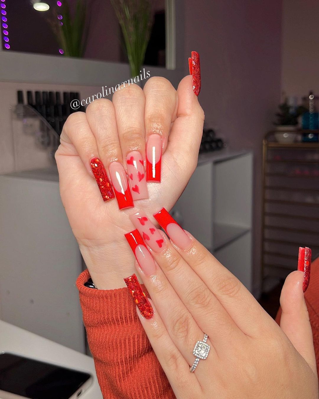 Red February Nails