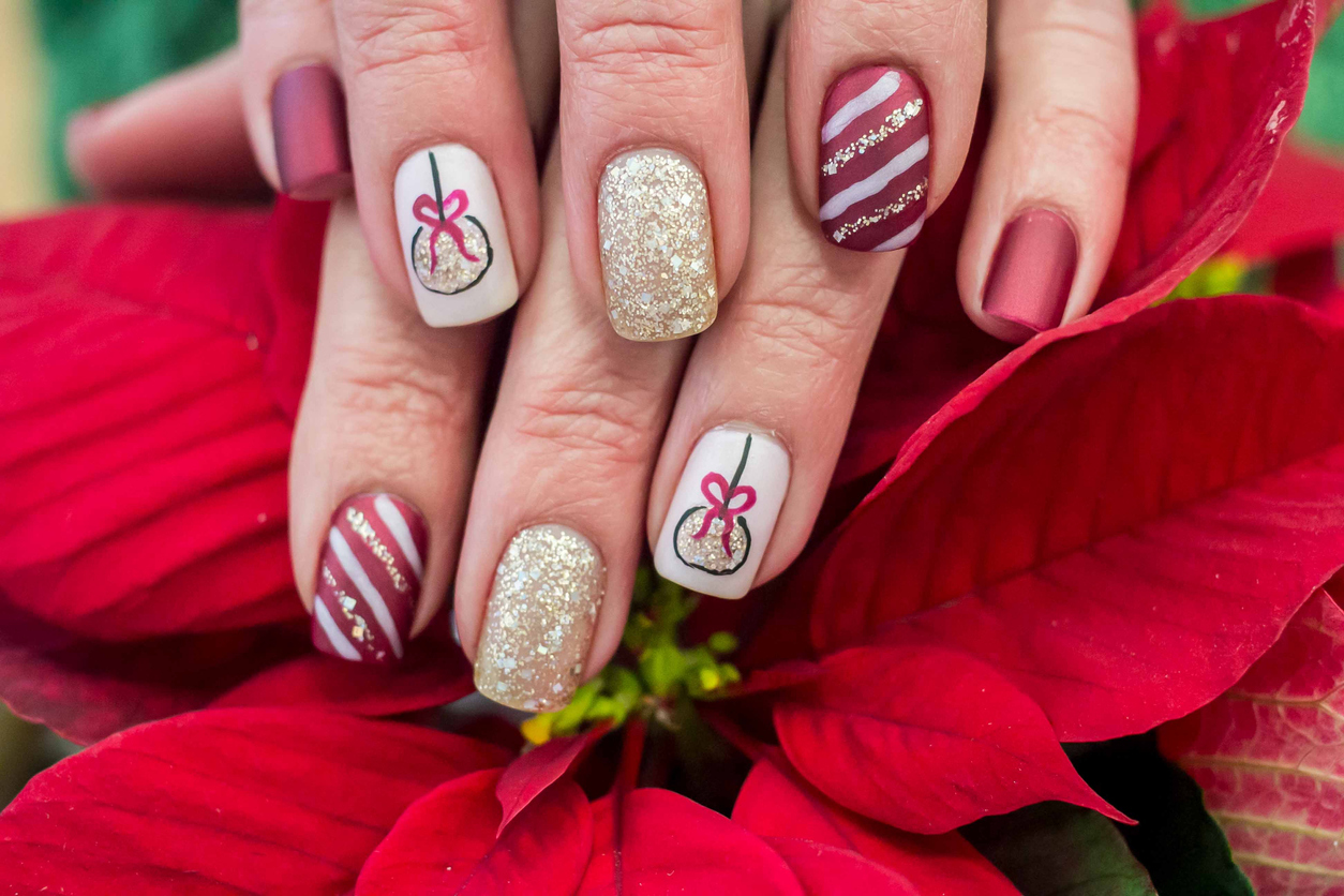 Red Glitter Christmas Nails