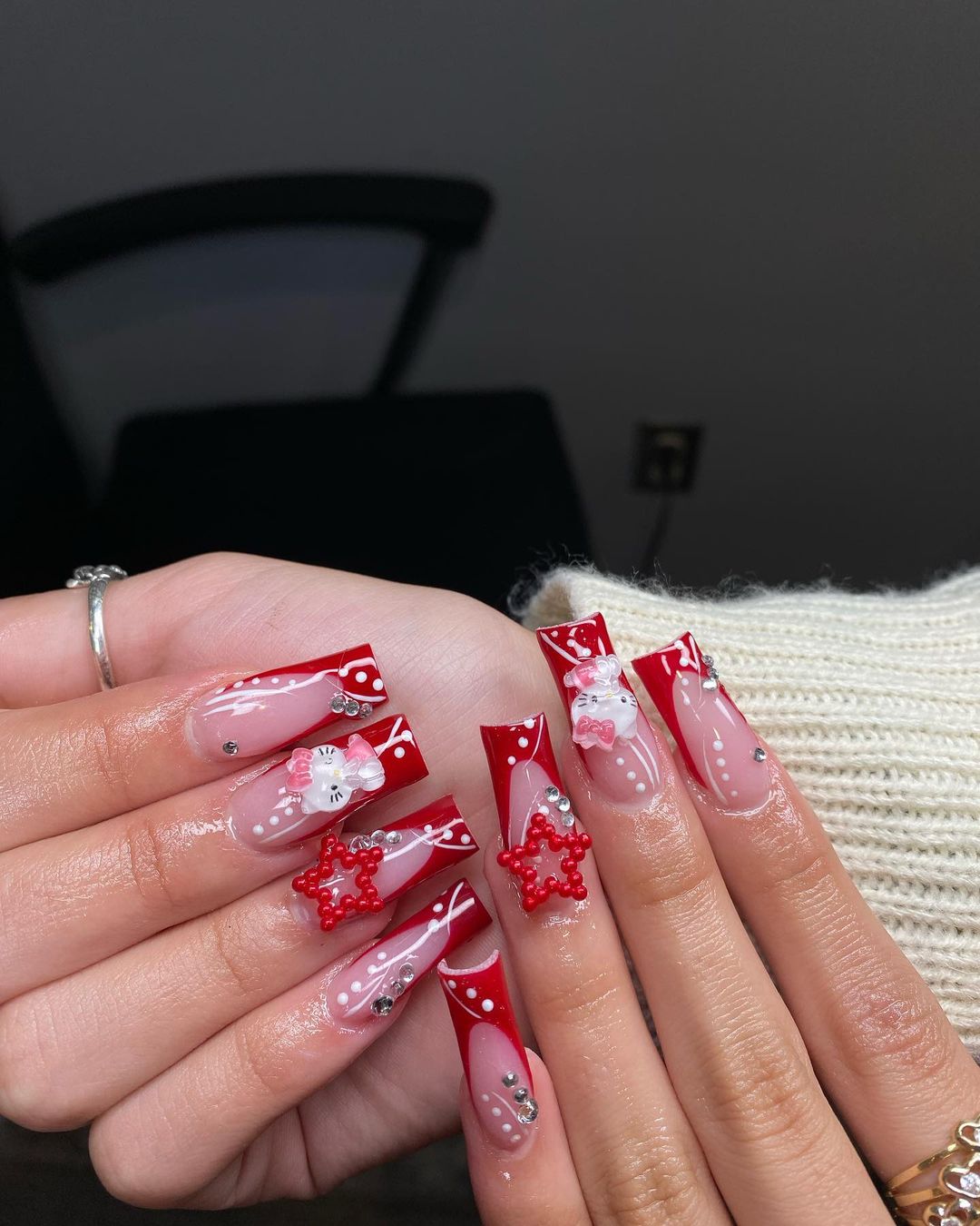 Red Hello Kitty Nails