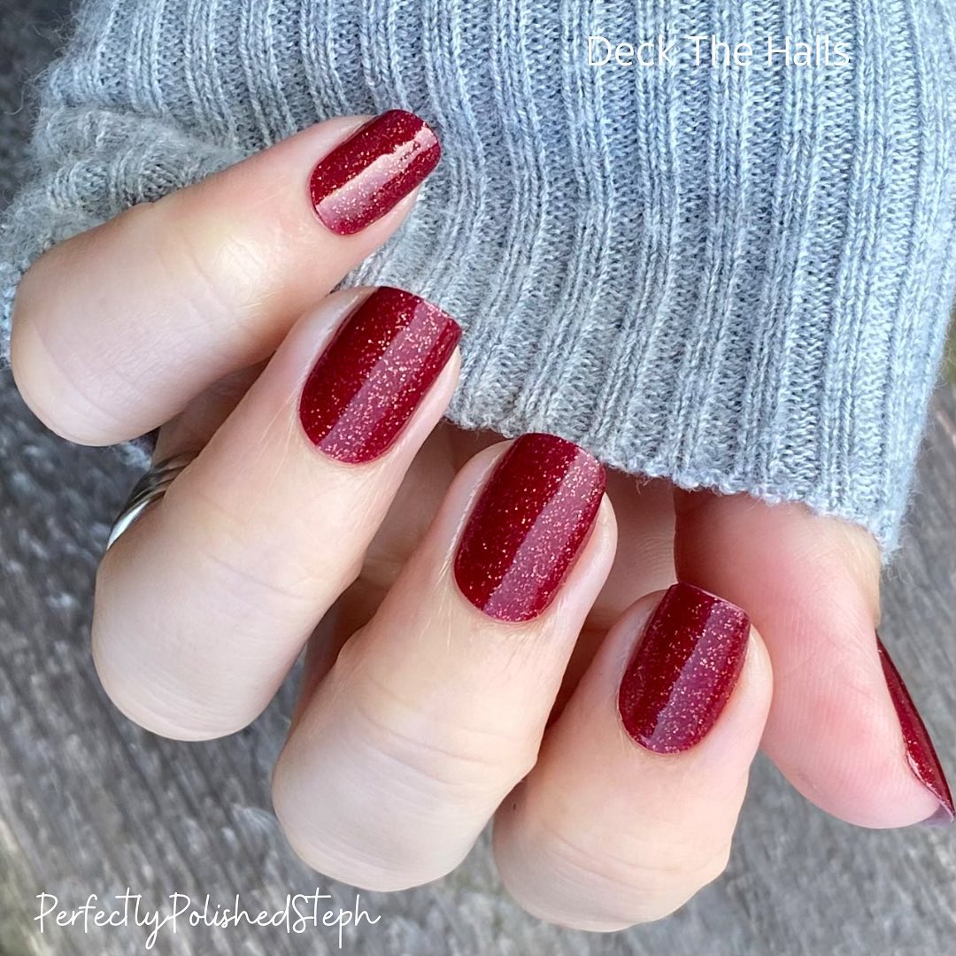 Red Nails With Glitter
