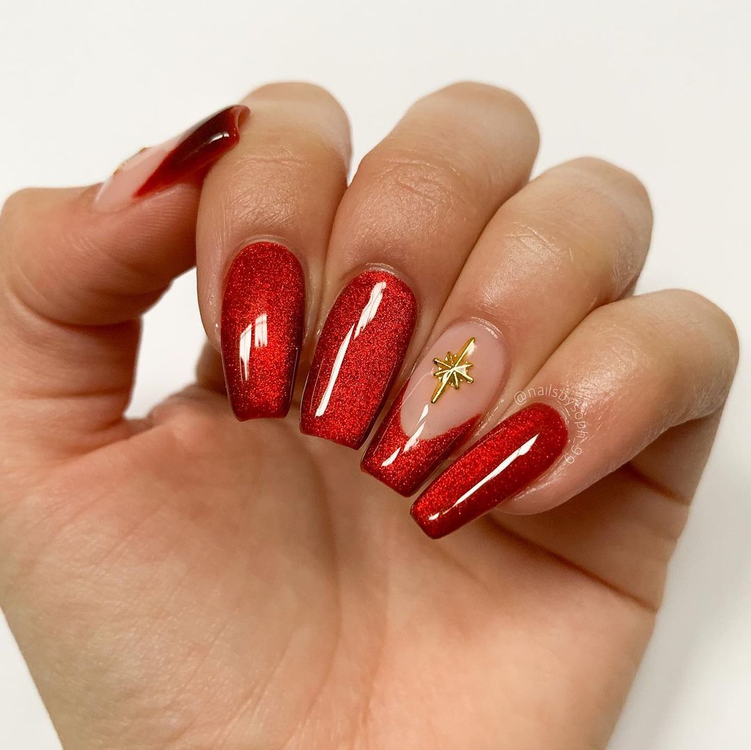 Red New Years Nails