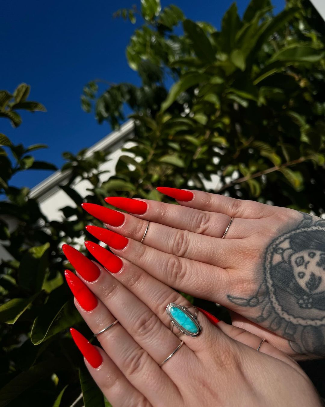 Red Orange Acrylic Nails