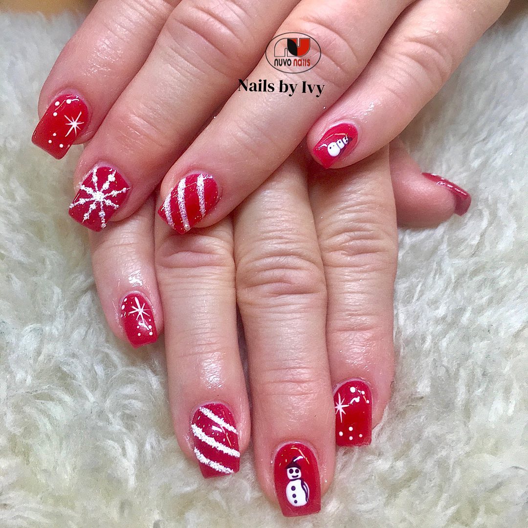 Red Short Christmas Nails