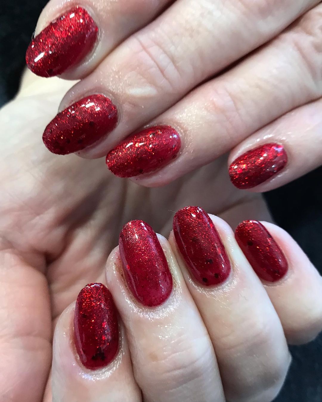 Red Sparkly Acrylic Nails