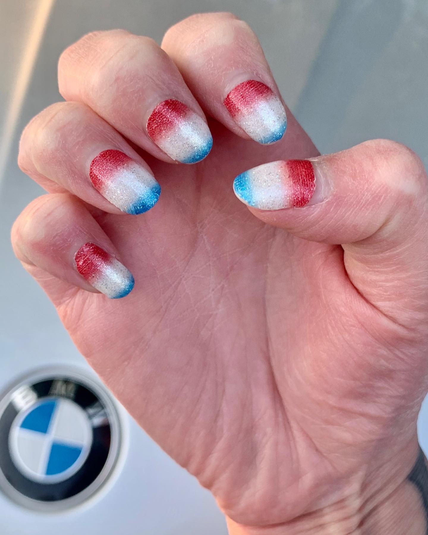 Red White and Blue Ombre Nails
