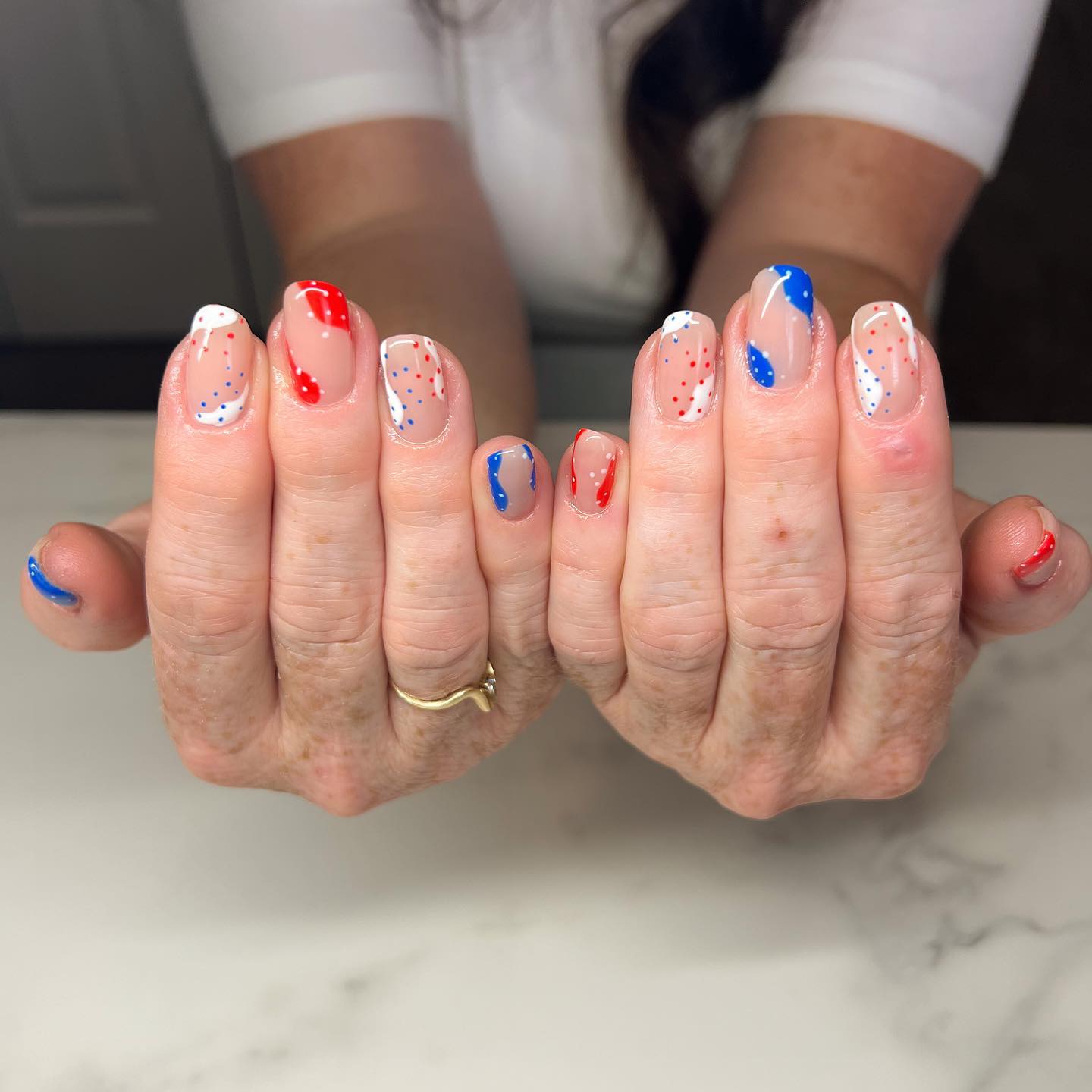 Red White and Blue SNS Nails