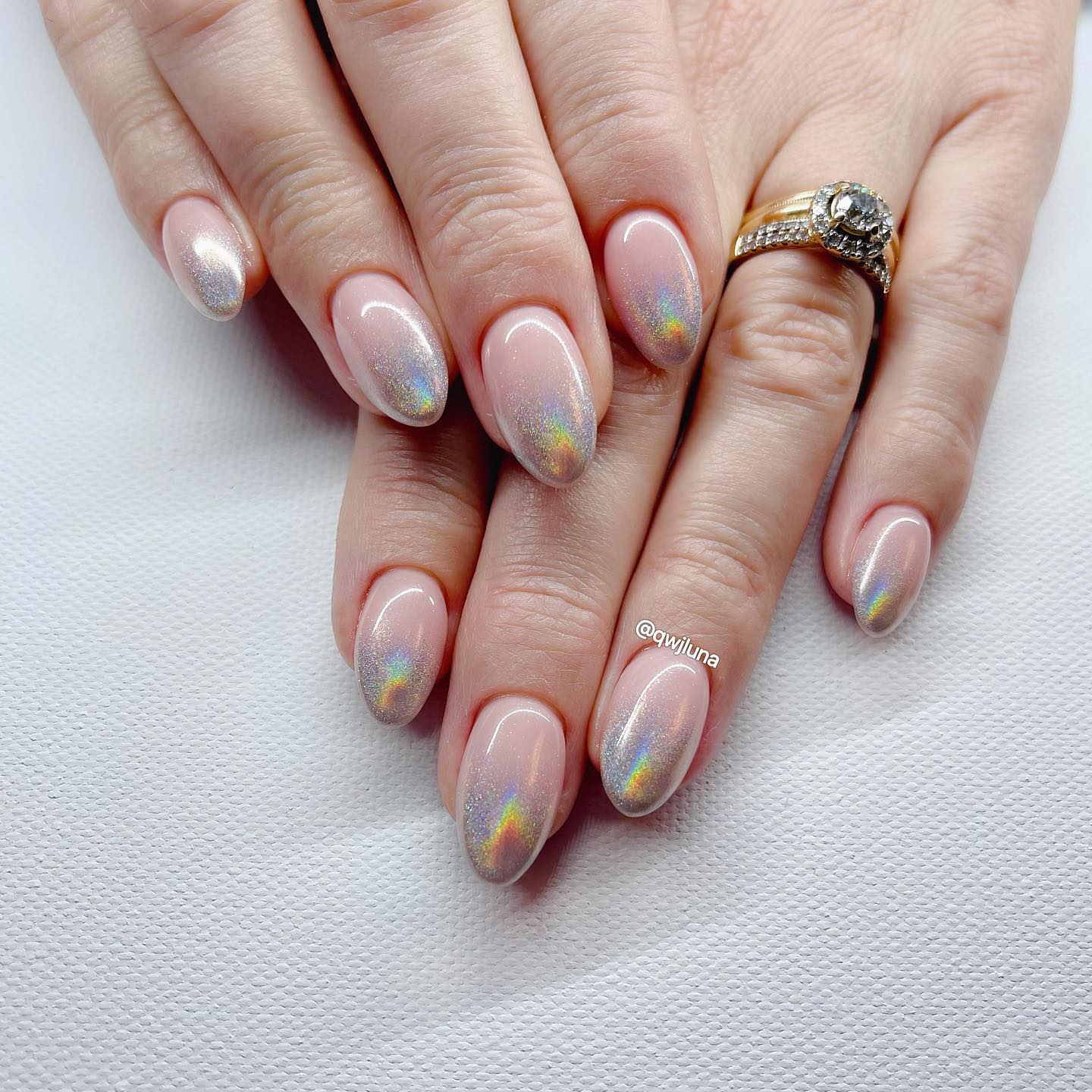 Rose Gold Holographic Ombre Nails