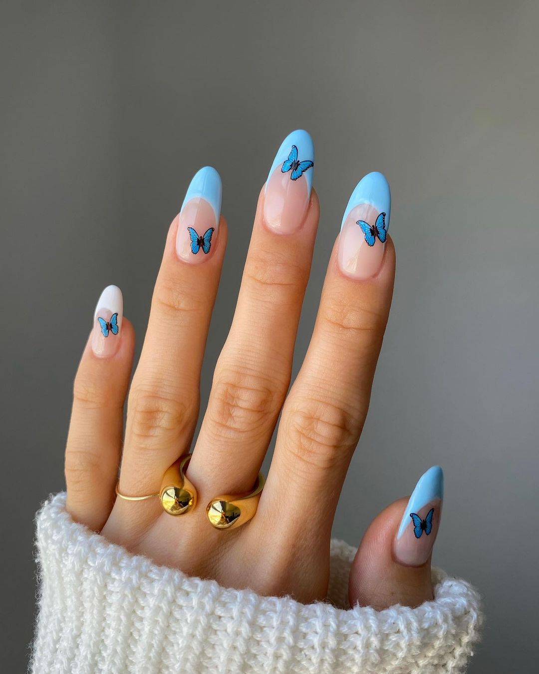 Short Almond Butterfly Nails