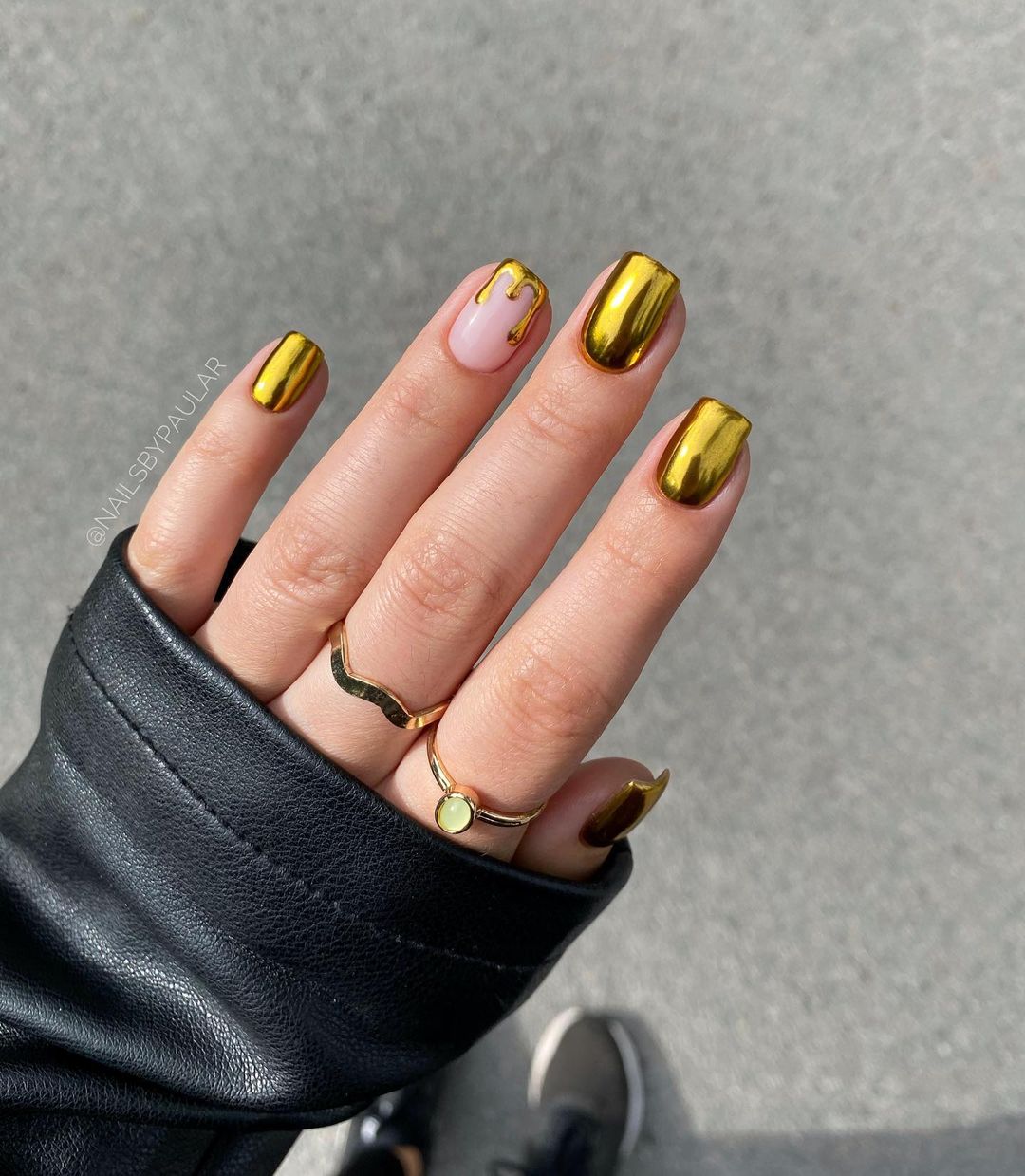 Short Gold Acrylic Nails