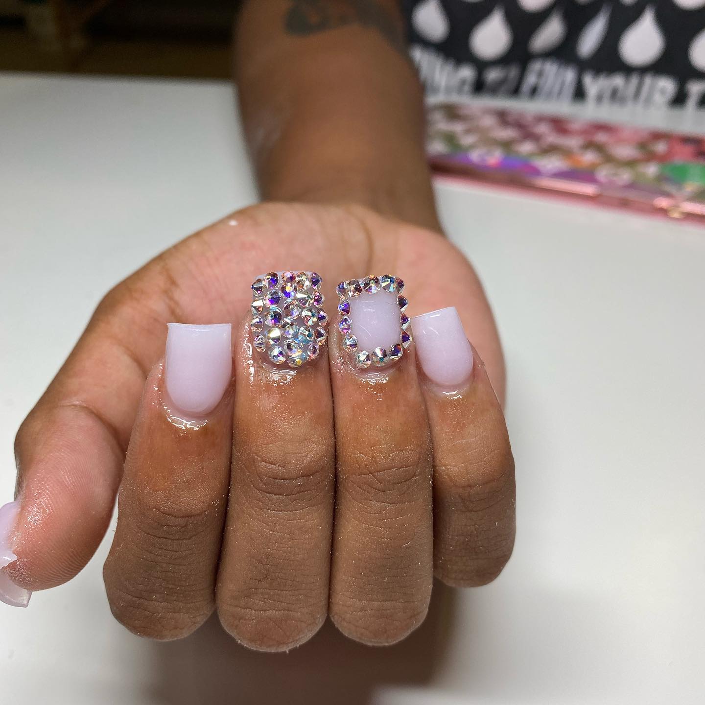 Short Square Bling Nails