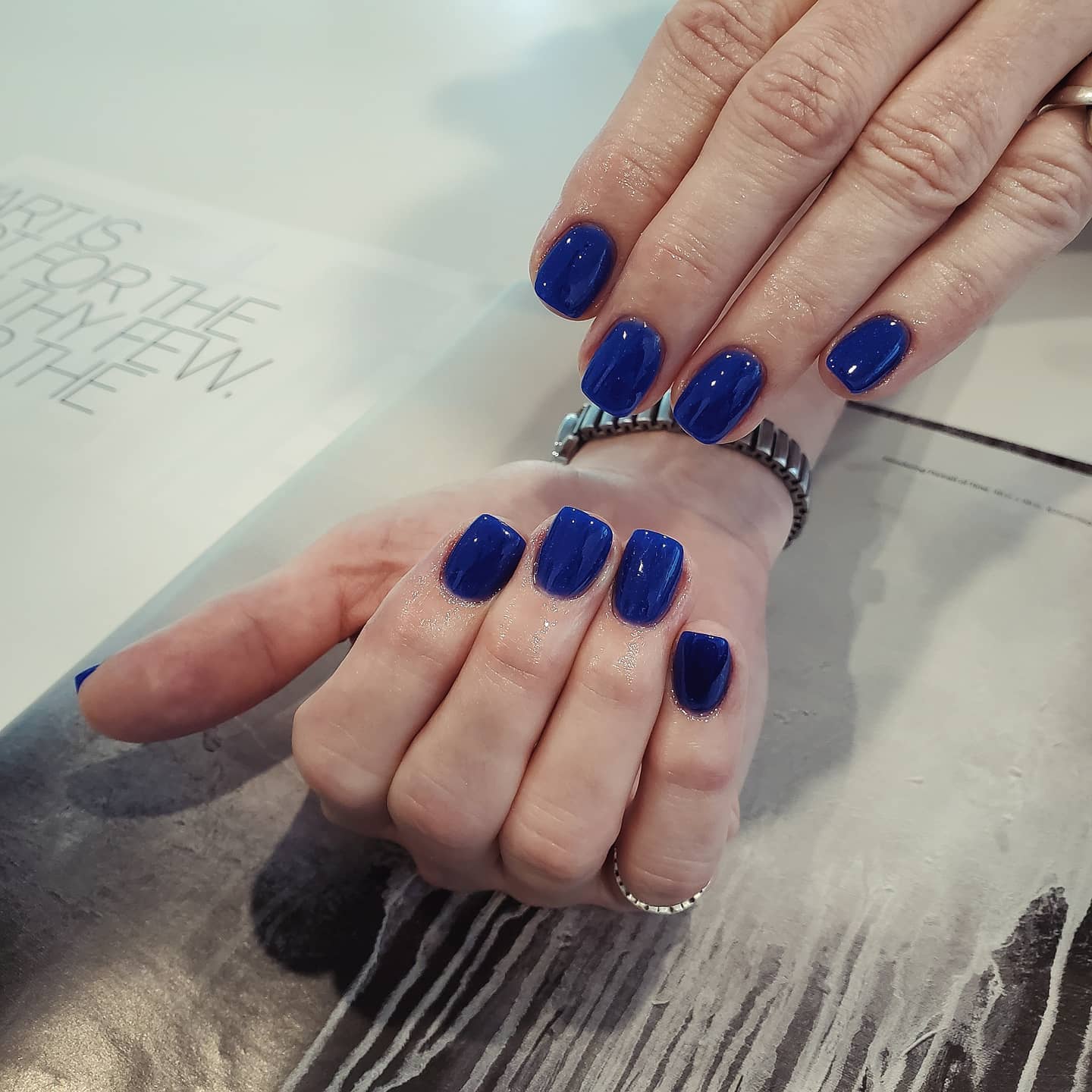 Short Square Blue Nails