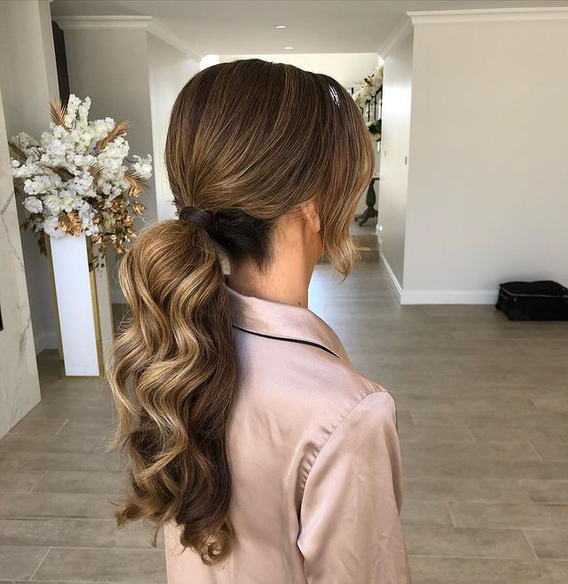 Side Part Low Ponytail
