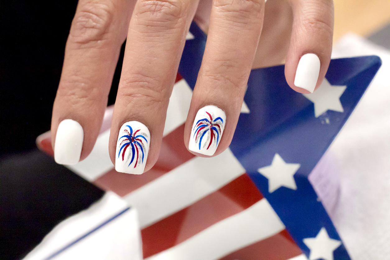 Simple Red White and Blue Nails