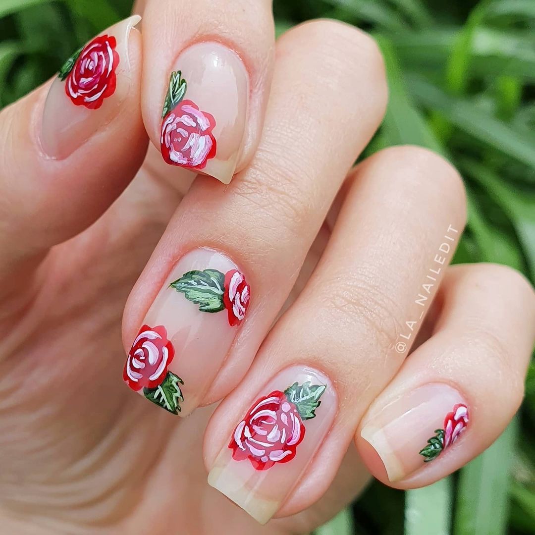Simple Rose Nail Art