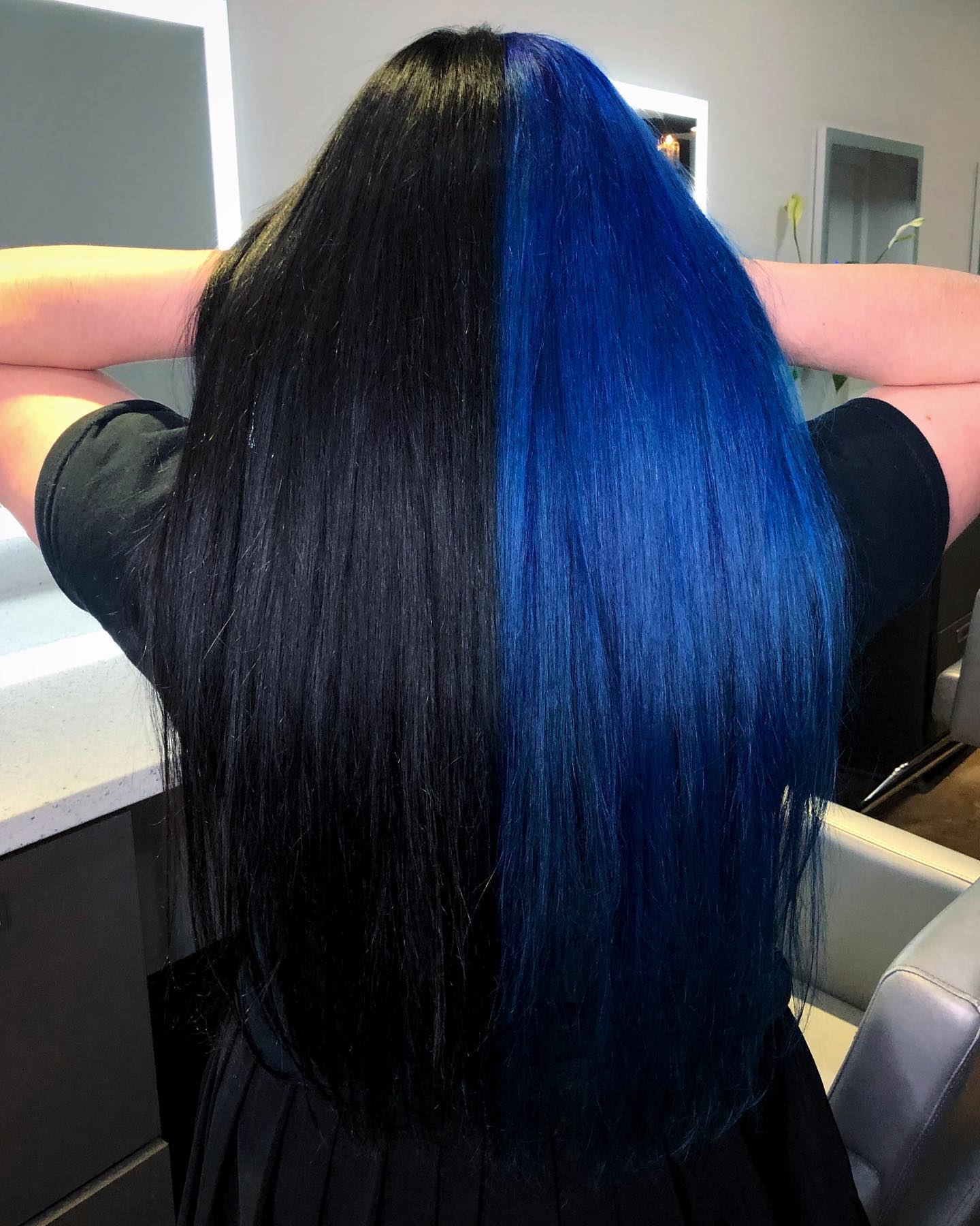 Split Blue and Black Hair