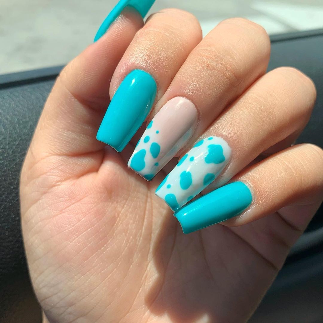 Square Cow Print Nails