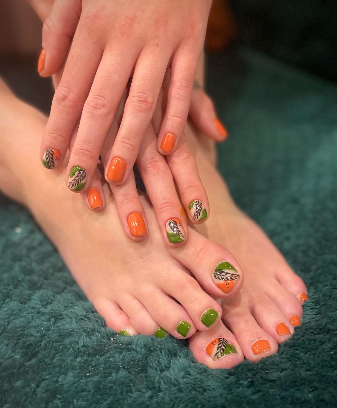 Summer Matching Coffin Nails and Toes