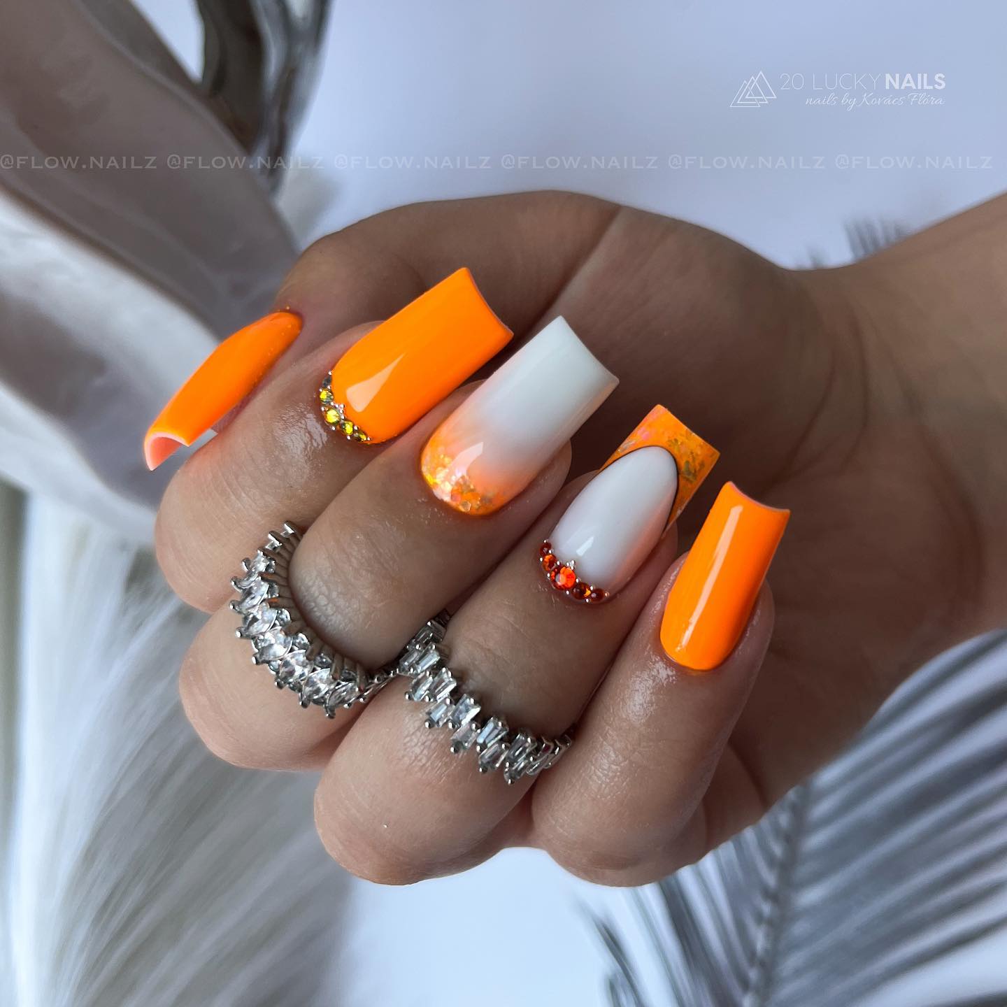 Summer Neon Orange Nails