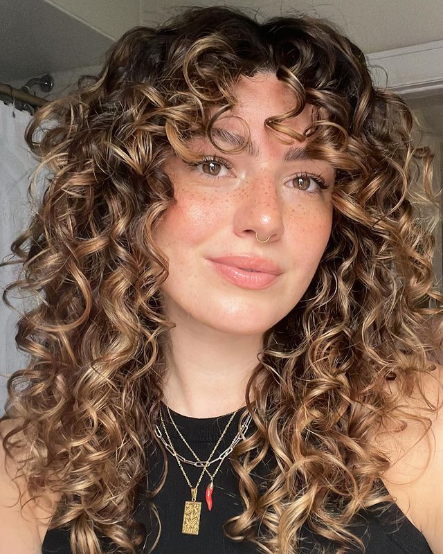 Wavy Curly Hair With Bangs