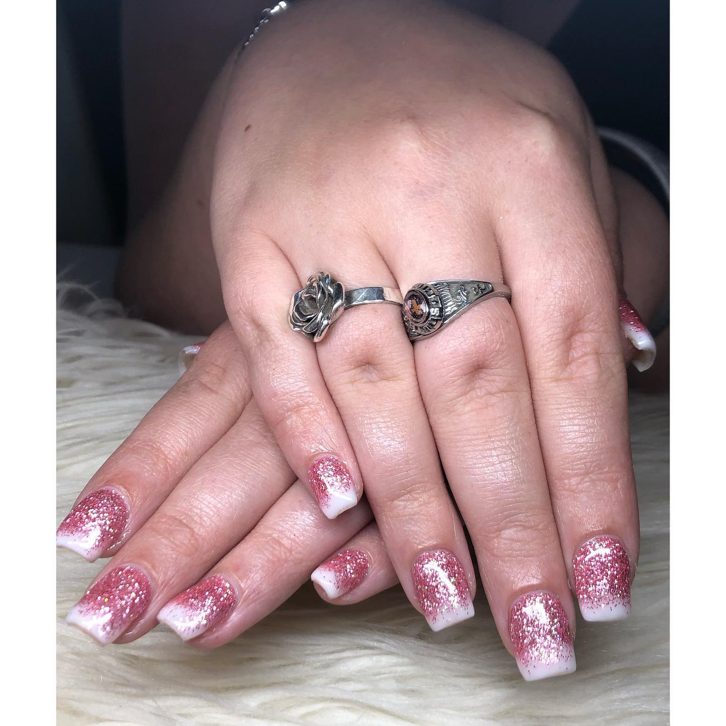 White and Rose Gold Ombre Nails