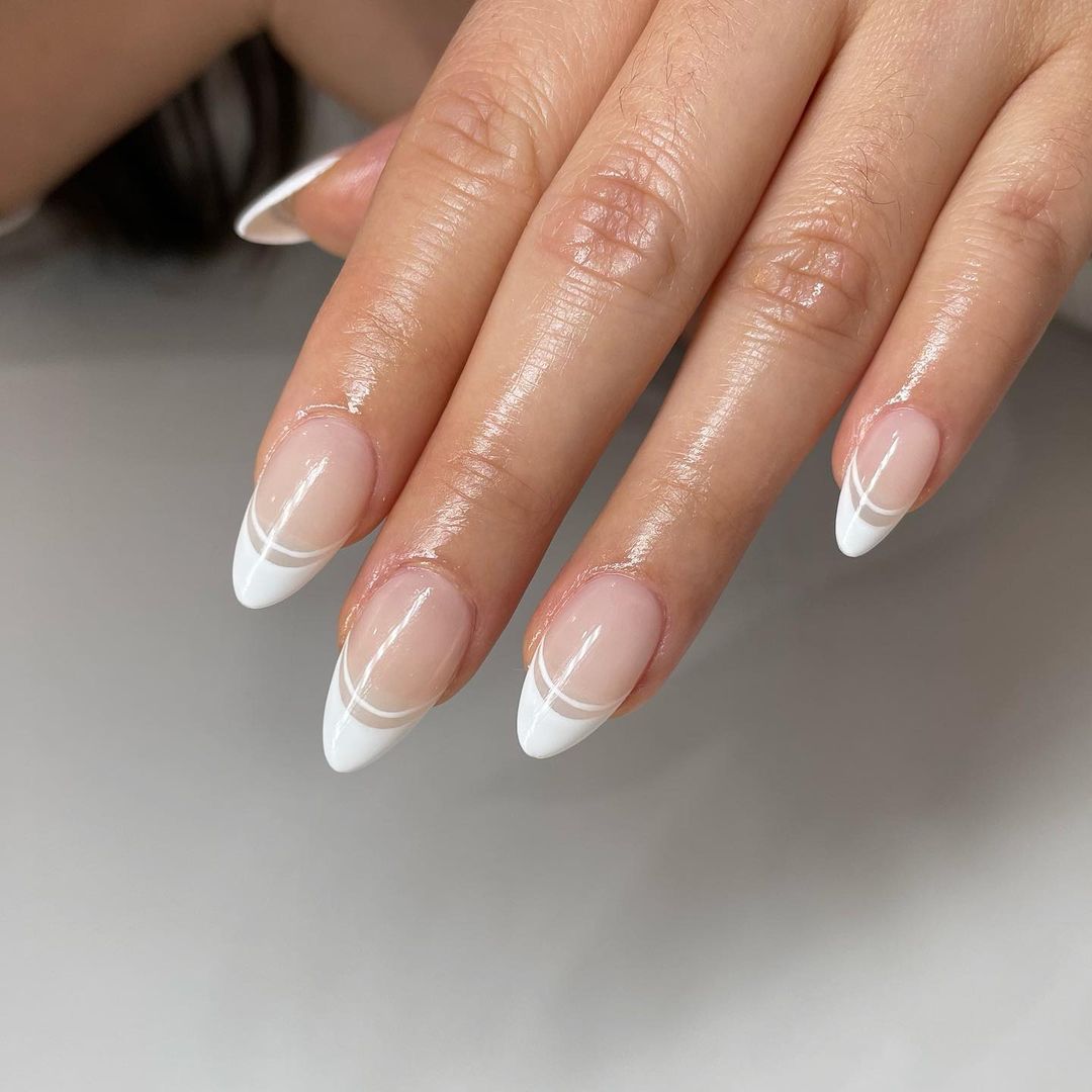 White French Tip Almond Nails