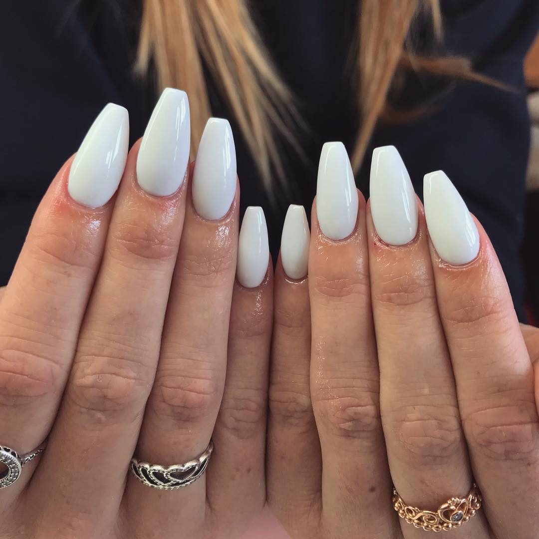 White Gel Acrylic Nails