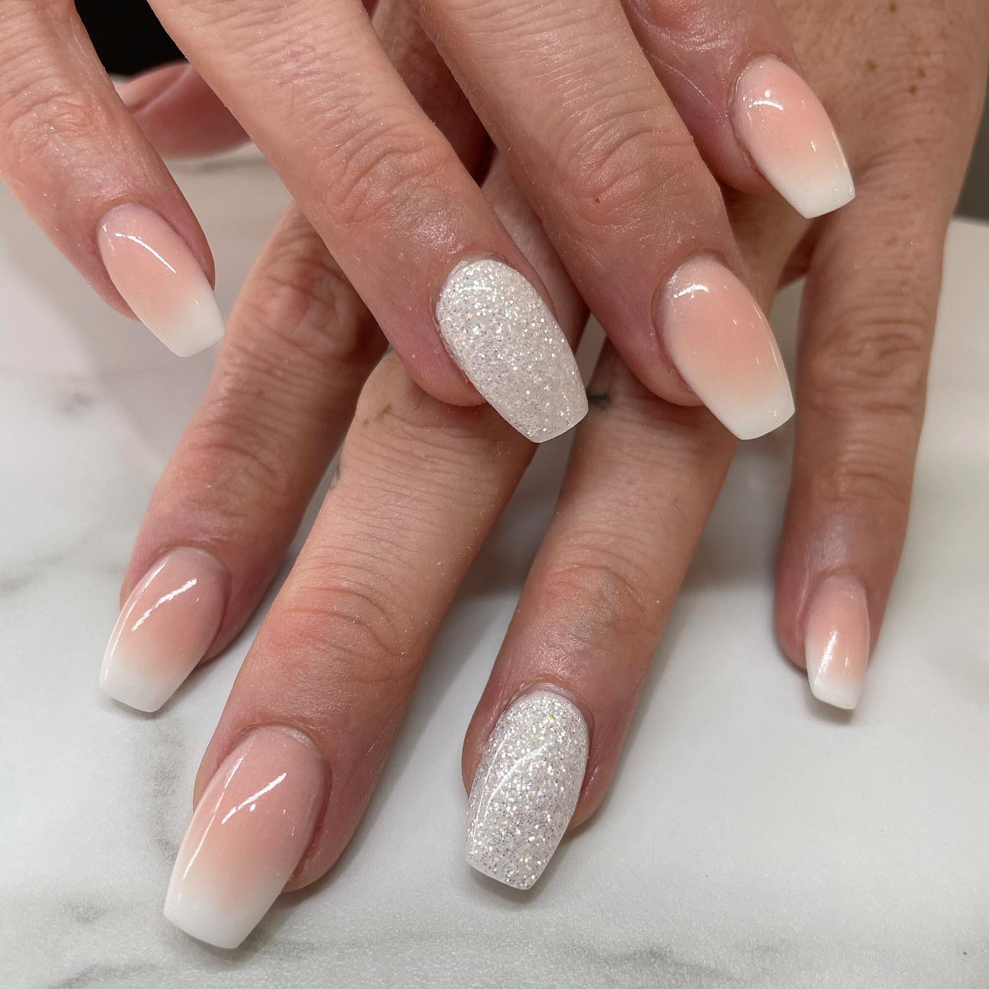 White Ombre Acrylic Nails