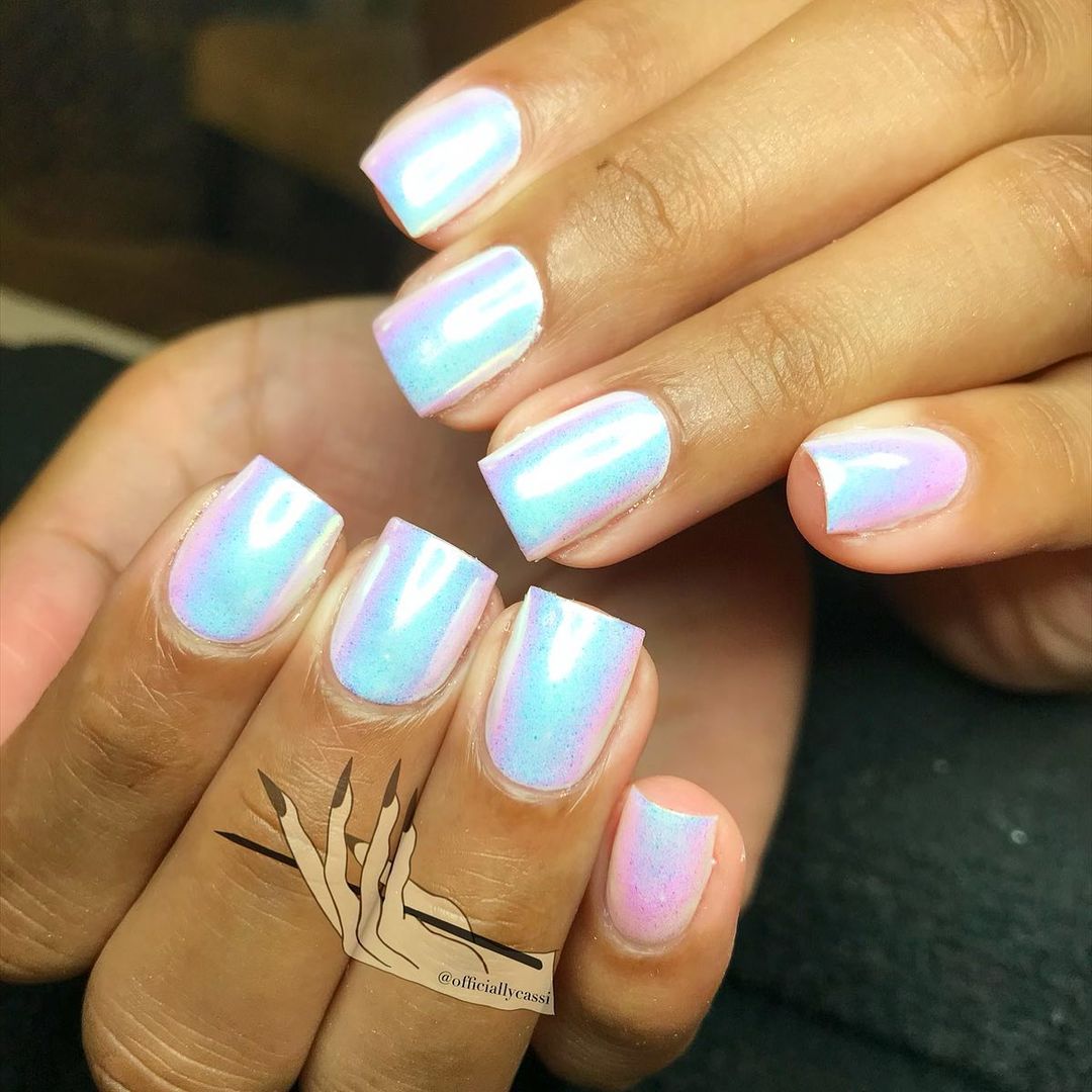 White Opal Chrome Nails