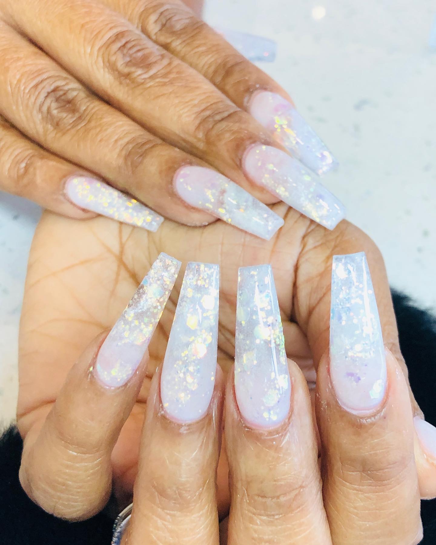 White Sparkly Nails