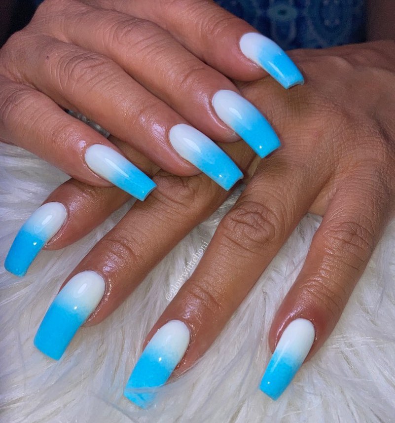 White to Blue Ombre Nails